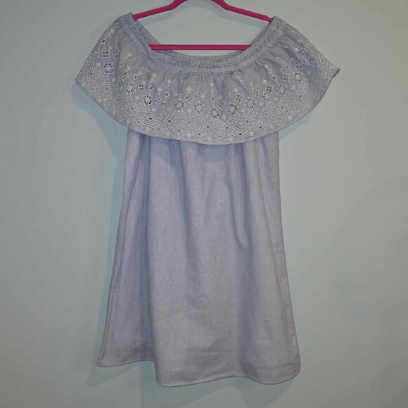 LOFT Eyelet Pin Striped Off the Shoulder Dress - Picture 5 of 9